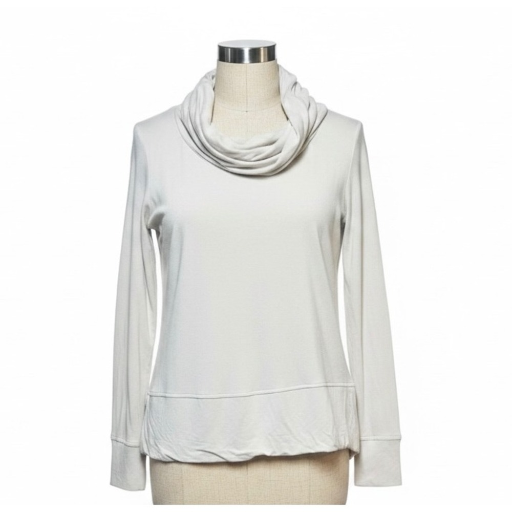 Green Tea Womens Cowl Neck Long Sleeve Pullover Top Sea Salt White Small